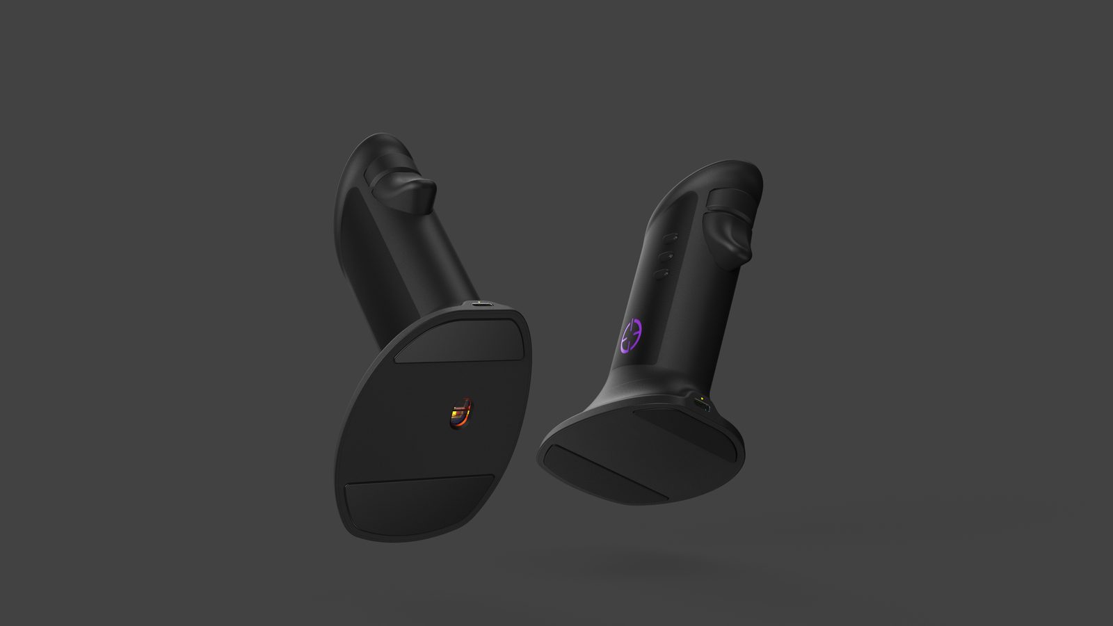 The underside of the right Dual Strike shell, exposing the optical mouse tracking sensor.