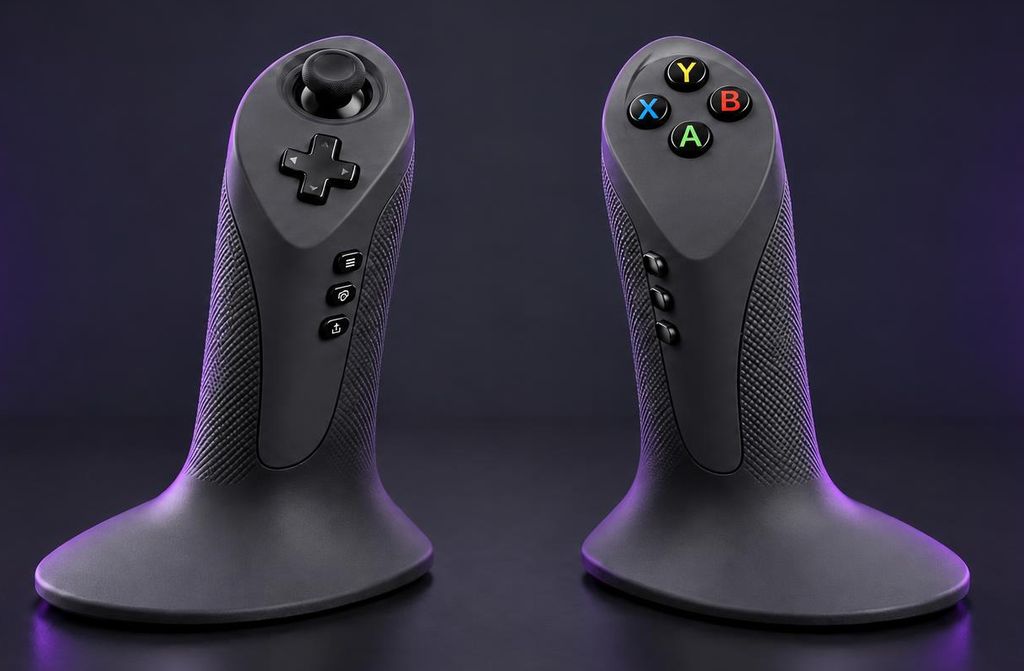 The Dual Strike controller in the Graphite colourway concept: matte charcoal with coloured ABXY buttons.