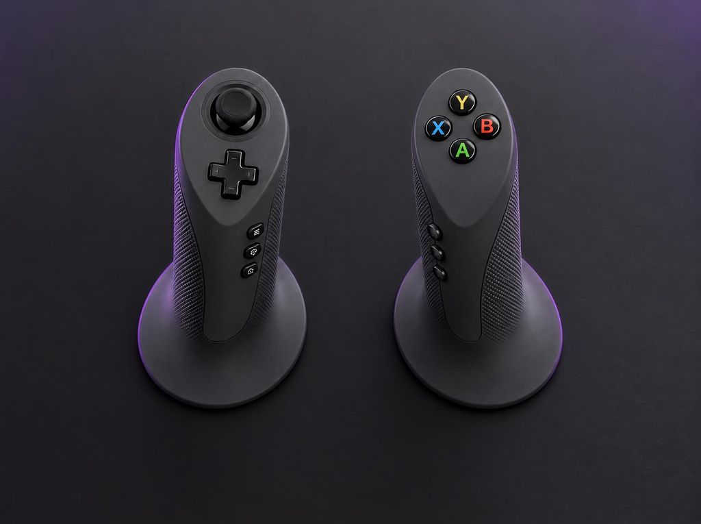 Top-down view of both Dual Strike shells, showing the thumbstick, D-pad and ABXY buttons.